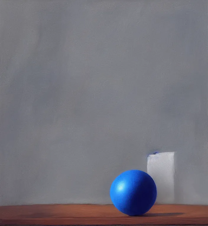 Image similar to a blue ball on a table, digital artwork by Wlop