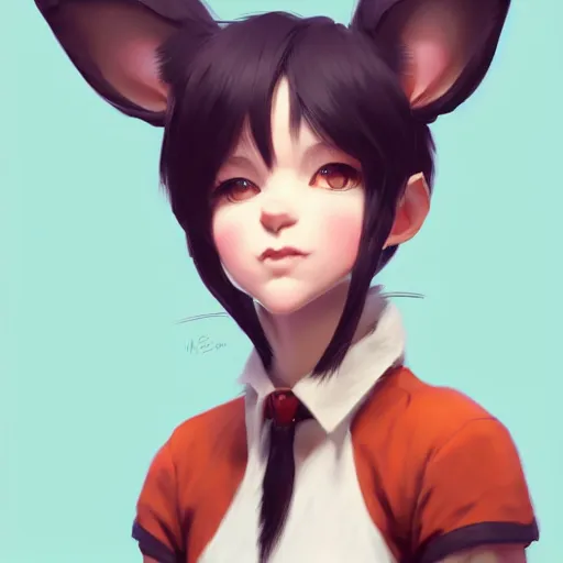 Image similar to character design portrait of an anthropomorphic furry fox girl with ears and a tail, 4 k, concept art, by wlop, ilya kuvshinov, artgerm, krenz cushart, pixiv.