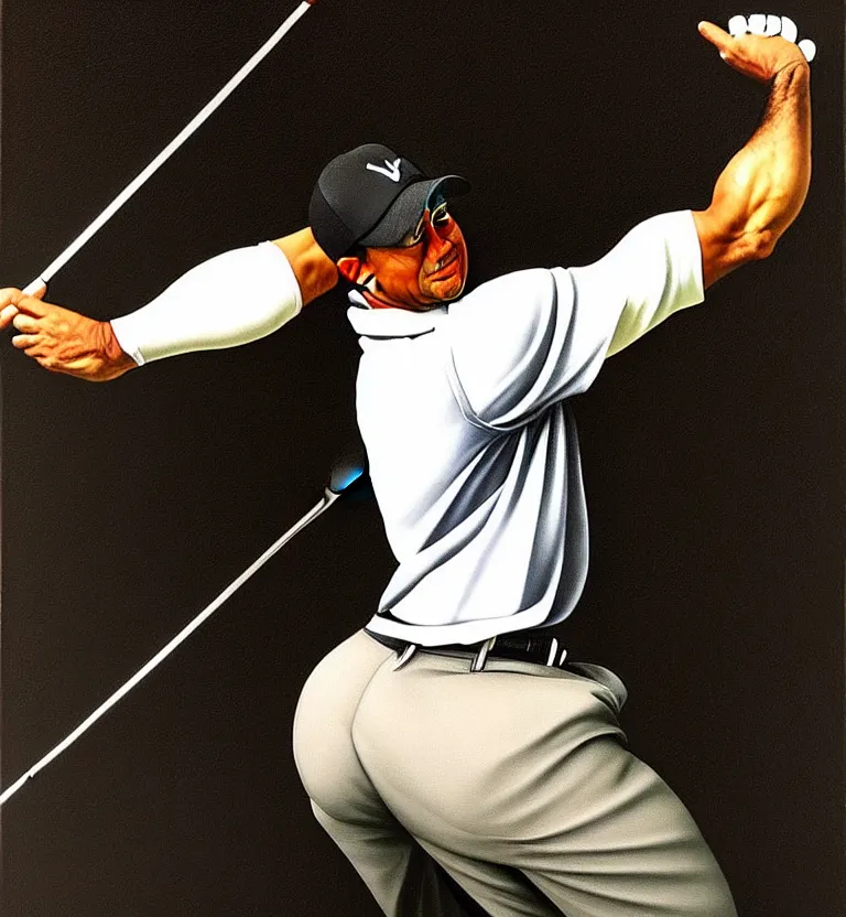 Prompt: tiger woods by caravaggio.