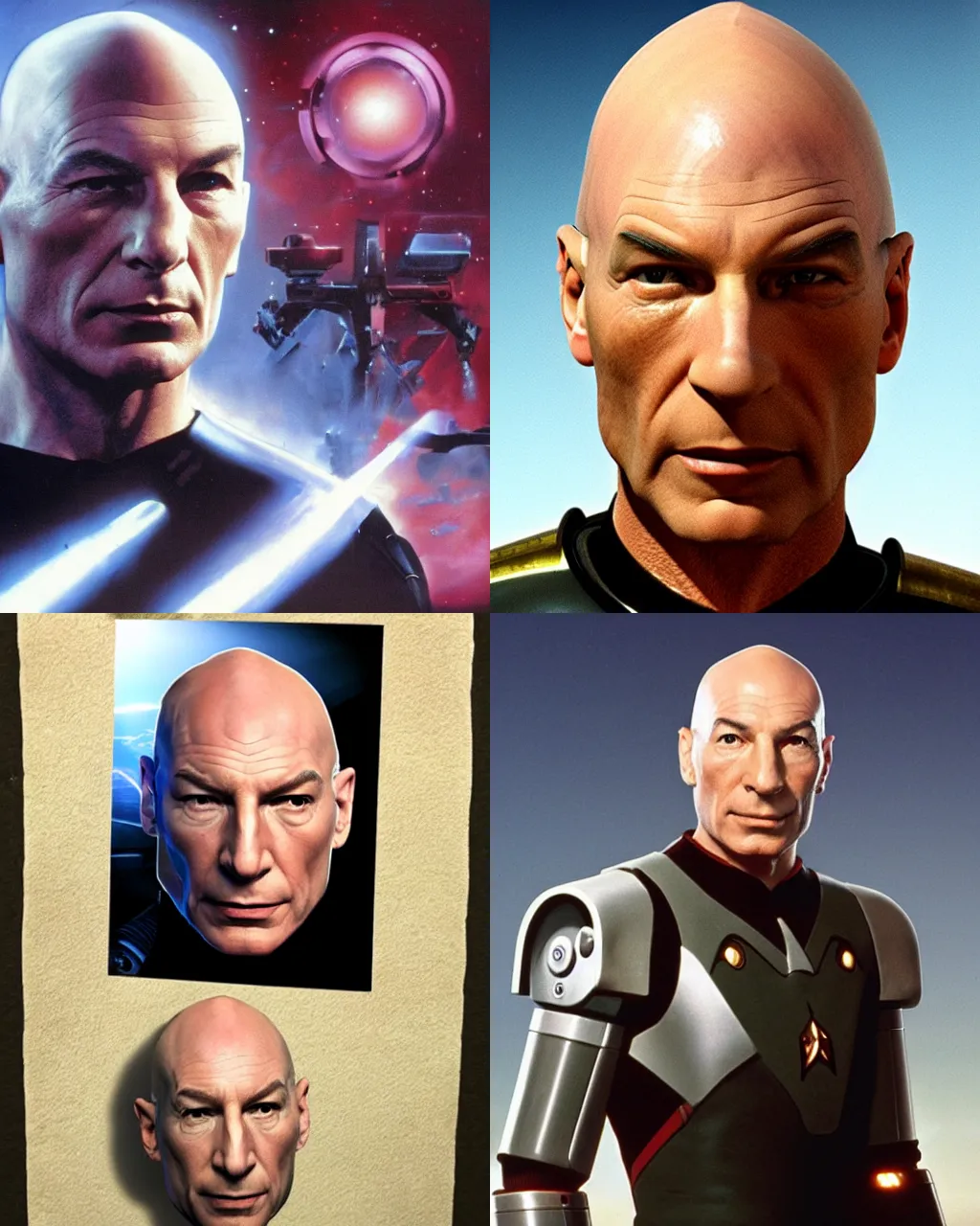 Prompt: cyborg jean luc picard