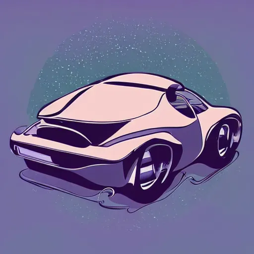 Prompt: retro - futurism, car in space