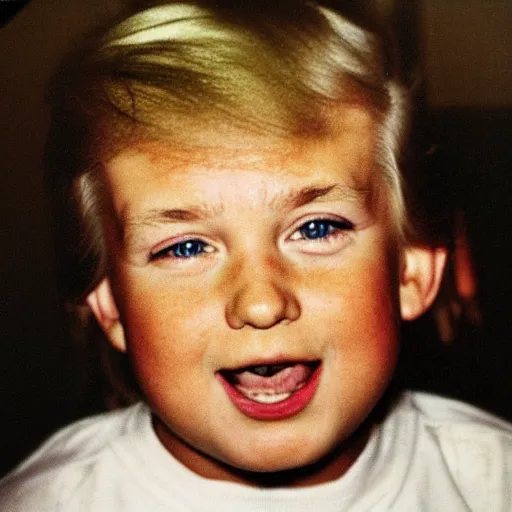 Prompt: a face portrait of donald trump at 6 years old. photography.