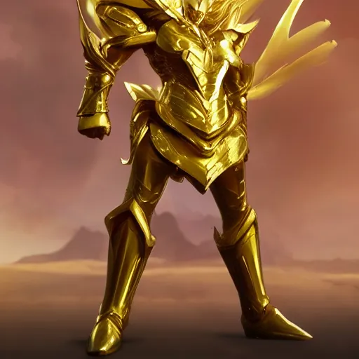 Prompt: A golden zodiac knight from saint Seiya using the holy Pikachu golden armor, ears and thunder tail by Stanley Artgerm Lau, WLOP, Rossdraws, ArtStation, CGSociety, concept art, cgsociety, octane render, trending on artstation, artstationHD, artstationHQ, unreal engine, 4k, 8k,