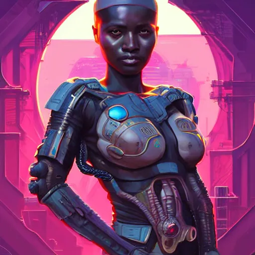 Prompt: african hydropunk bounty hunter, science fiction, highly detailed, digital painting, beautiful eyes, symmetry, concept art, sharp focus, illustration, global illumination, radiant light, synthwave colors, detailed and intricate environment, art by artgerm and greg rutkowski and magali villeneuve and ilya kuvshinov!