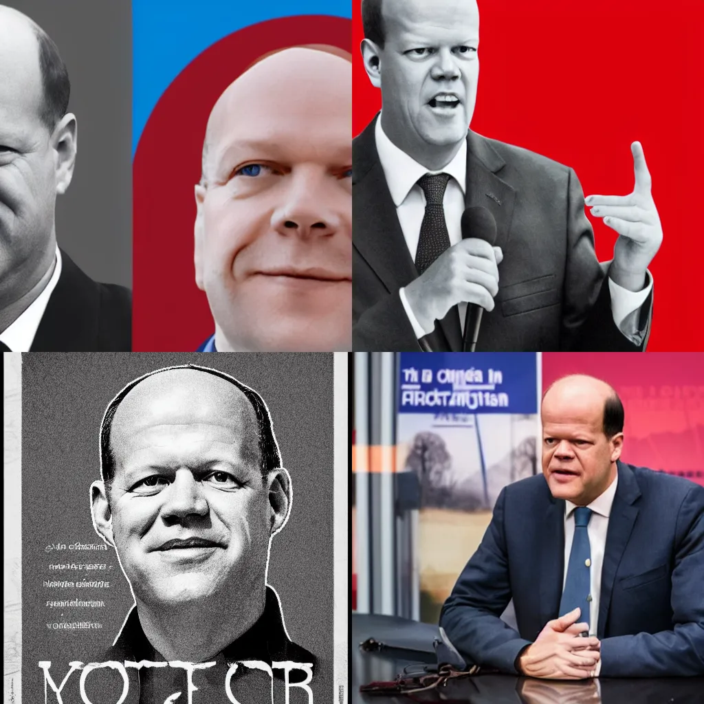 Prompt: Olaf Scholz, communist propaganda