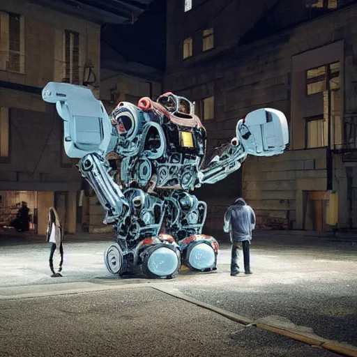 Image similar to a gigantic mechanical robot by Gregory Crewdson and Keos Masons, dribble, cg society