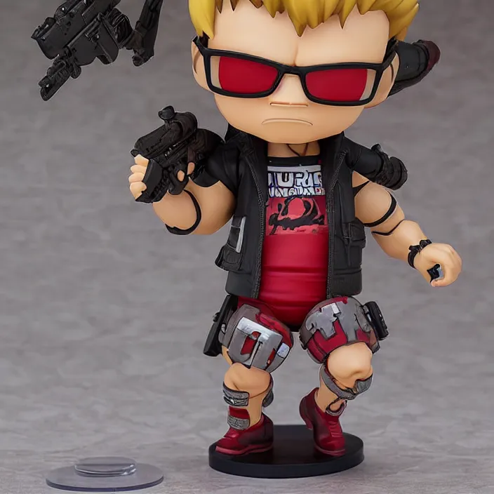 Prompt: Duke Nukem!!!!!!!!!!!!!!!!!, An anime Nendoroid of Duke Nukem, figurine, detailed product photo