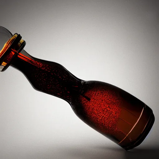 Prompt: transparent ancient wine bottle, raytracing, orthographic 3d rendering, octane render