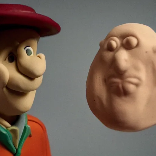 Image similar to a cinematic photograph still of polo g made out of clay, in claymation