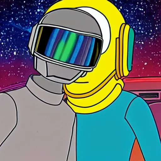 Image similar to Daft punk in an episode of Rick and Morty,