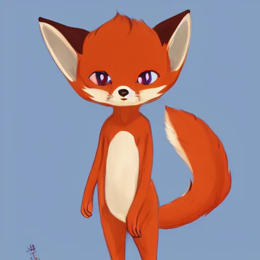 Prompt: an anthropomorphic fox, fursona!!! by kawacy, trending on artstation, full body