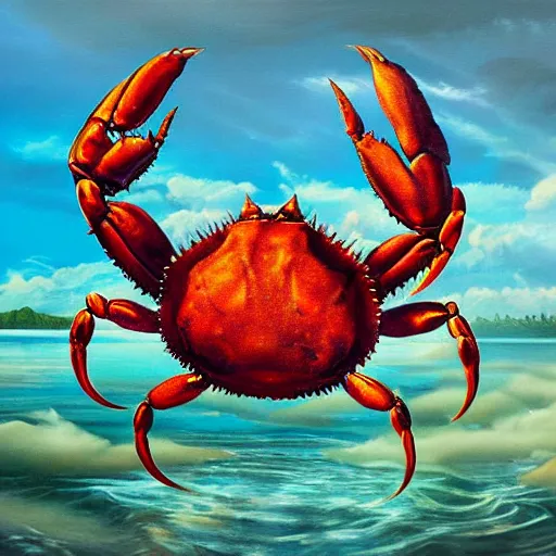 Image similar to crab monster in the lake, matte painting, detailed, elden ring, oil on canvas