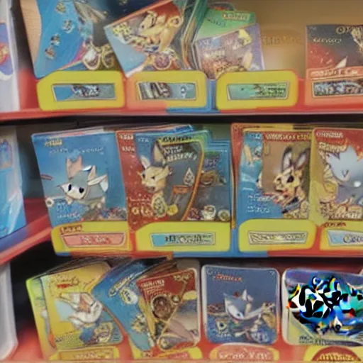 Prompt: photo of tom and jerry pokemon card packs in target