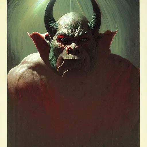 Image similar to an orc, portrait, by thomas cole and wayne barlowe,