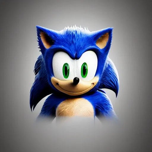 Prompt: Sonic the Hedgehog, black and white photograph, portrait