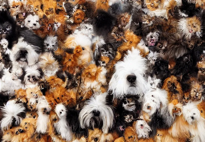 Prompt: creature dog-dog-cat-cat-dog-cat-dog-cat MESS, high resolution photograph