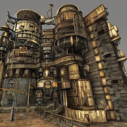 Prompt: a steampunk version of the citadel from half - life