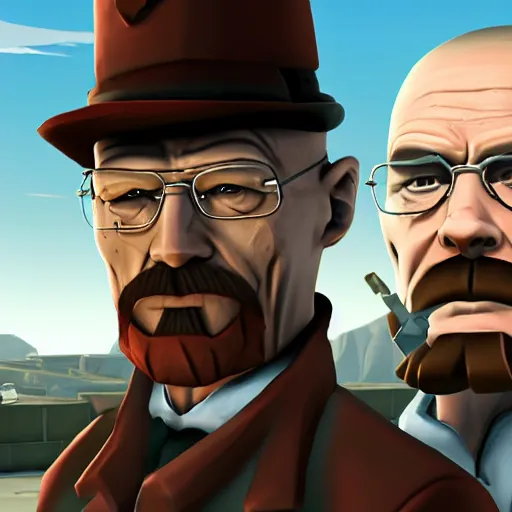 Image similar to walter white in team fortress 2, gameplay, highly intricate, highly detailed, 8k,