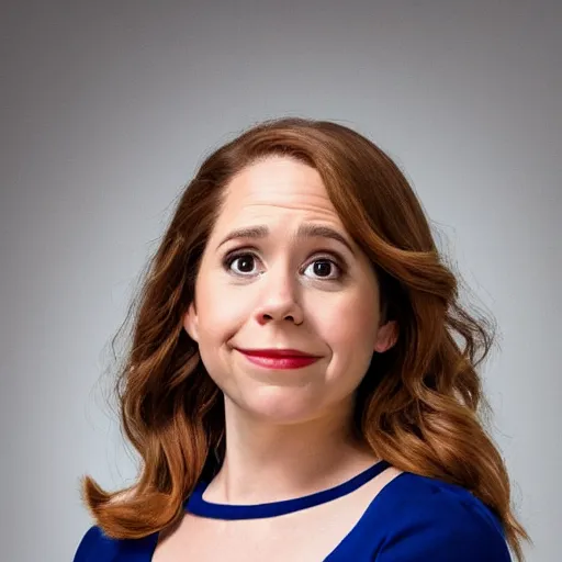 Image similar to studio portrait still of muppet!!!!! pam beesly from the office!!!! as a muppet muppet muppet as a muppet, 8 k, studio lighting, key light,