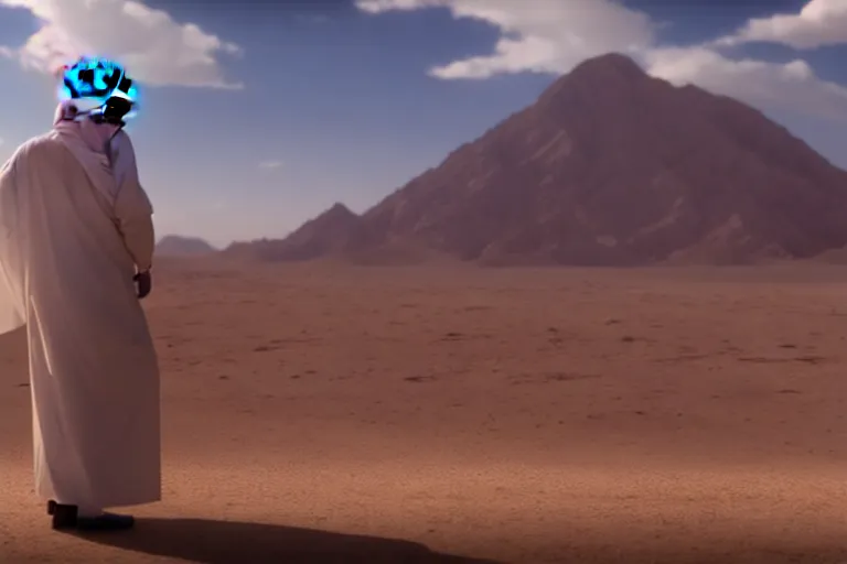 Prompt: screen grab from the anime * alex jones in arabia * ; 8 k uhd ; very detailed, top all time / r / cineshots ; cinematic shot ; high quality movie still ; desktop wallpaper ;