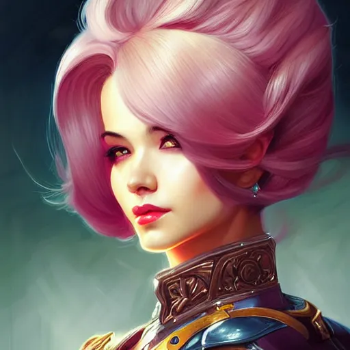 Image similar to head and shoulders portrait of VI from League of Legends, illustration, medium shot, intricate, elegant, highly detailed, digital art, ffffound, art by JC Leyendecker and sachin teng