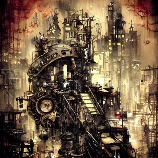 Image similar to steampunk city by russ mills