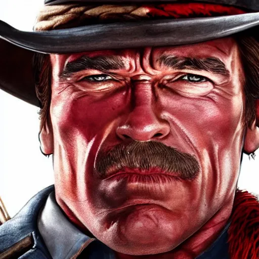 Image similar to Arnold Schwarzenegger in red dead redemption 2 4K detail