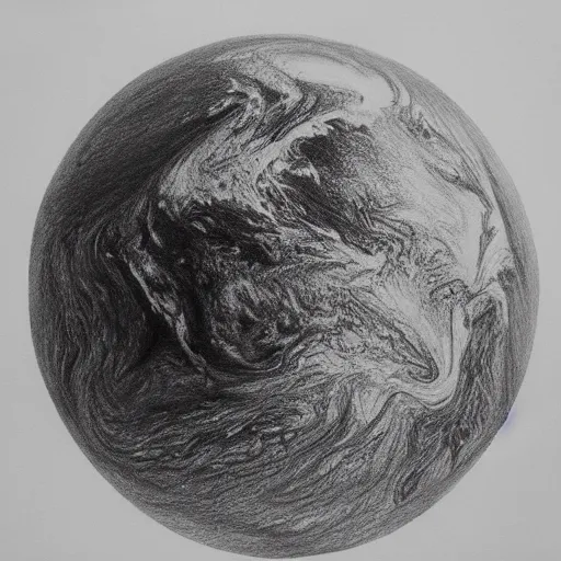 Image similar to a beautiful portrait of the earth in pencil drawing, cgsociety