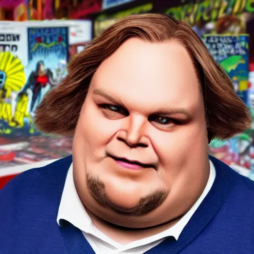 Image similar to stunning award winning hyperrealistic hdr 8 k highly detailed portrait photo of comic book guy as a real human