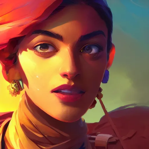 Image similar to profile portrait, maya ali mage, gloomhaven, dynamic lighting, gaudy colors, octane render aesthetic, matte painting concept art, official fanart behance hd artstation by jesper ejsing, by rhads and makoto shinkai and lois van baarle and ilya kuvshinov and rossdraws