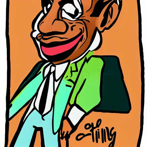 Image similar to Cartoon caricature of Gus Fring, silly