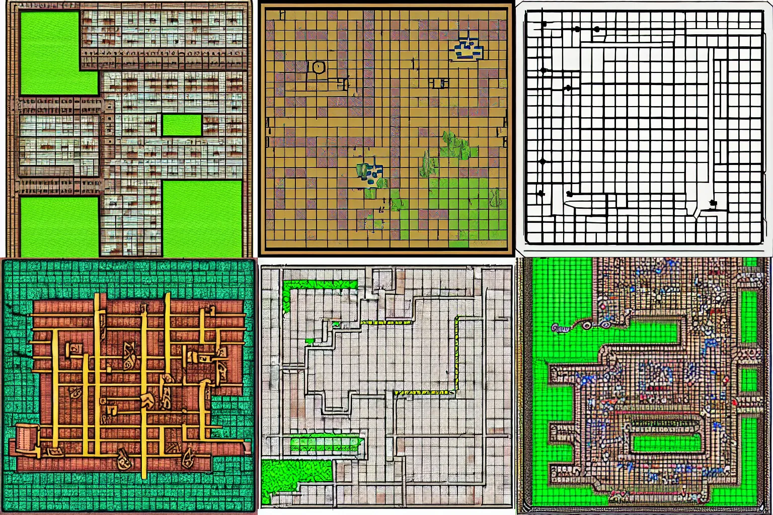 Prompt: dungeon map in the style of dungeons and dragons, 1 inch grid