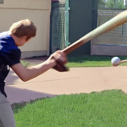 Prompt: Jerma hitting a child with an aluminum baseball bat