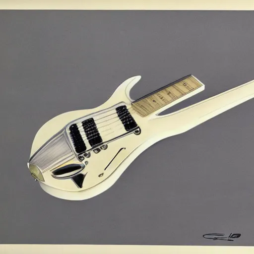 Prompt: a 1 9 6 0 harmony stratotone electric guitar, concept art
