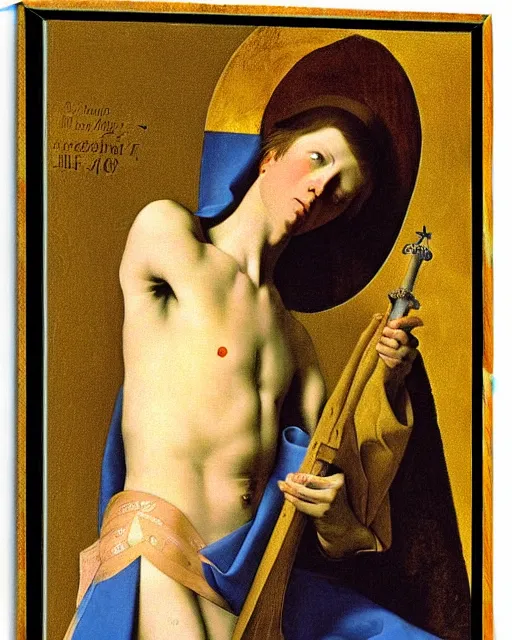 Image similar to avid bowie as a saint by jean auguste dominique ingres