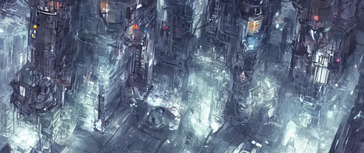 Prompt: concept art of one rescue robot, disaster in the city, night, shinji aramaki