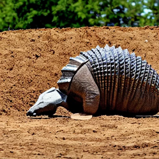 Prompt: an armadillo on a motocross track