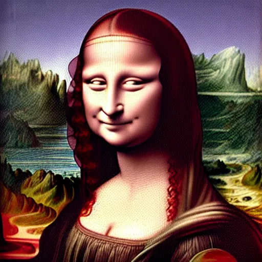 Image similar to Mona lisa's face replaced by Gretta thumberg, Oil paiting in the style of Da Vinci