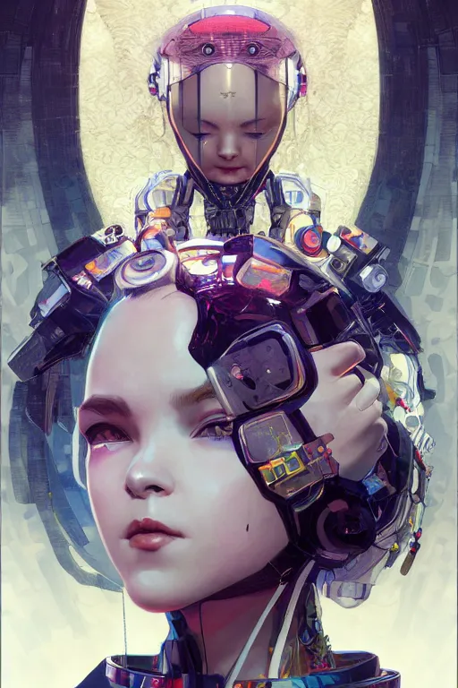 Image similar to portrait of beautiful young Björk, cyberpunk, Warhammer, highly detailed, artstation, illustration, art by Gustav Klimt and Range Murata and Ilya Kuvshinov and Sakimichan