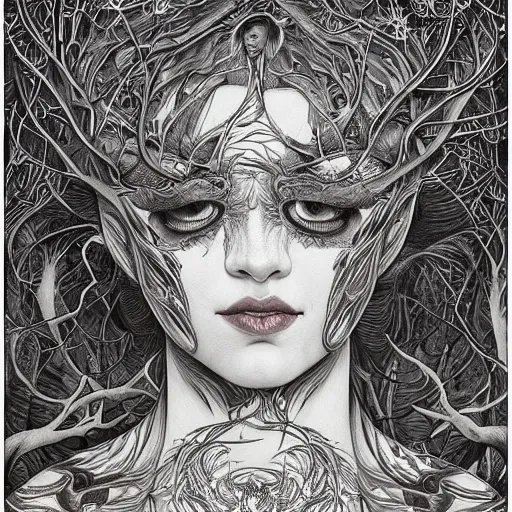 Image similar to life is so beautiful painted in alex grey and cameron gray style drawn by vania zouravliov and takato yamamoto, inspired by ooioo, intricate wood carving, black and white, 3 d, high detail, sharp high detail, artstation, octane