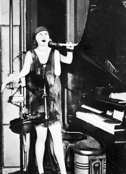 Prompt: a photograph of a singer at a berlin jazz club, 1 9 2 0 s