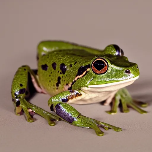 Prompt: Photo of a frog made of clay