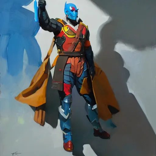 Image similar to greg manchess portrait painting of partially armored yondu udonta as overwatch character, medium shot, asymmetrical, profile picture, organic painting, sunny day, matte painting, bold shapes, hard edges, street art, trending on artstation, by huang guangjian and gil elvgren and sachin teng