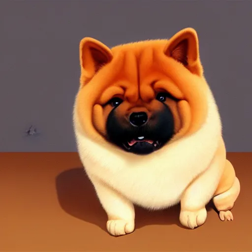 Image similar to goro fujita ilustration happy baby chow chow sitting by goro fujita, painting by goro fujita, sharp focus, highly detailed, artstation