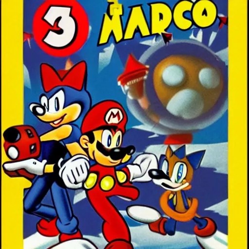 Image similar to 1940s disney film about super mario and sonic the hedgehog