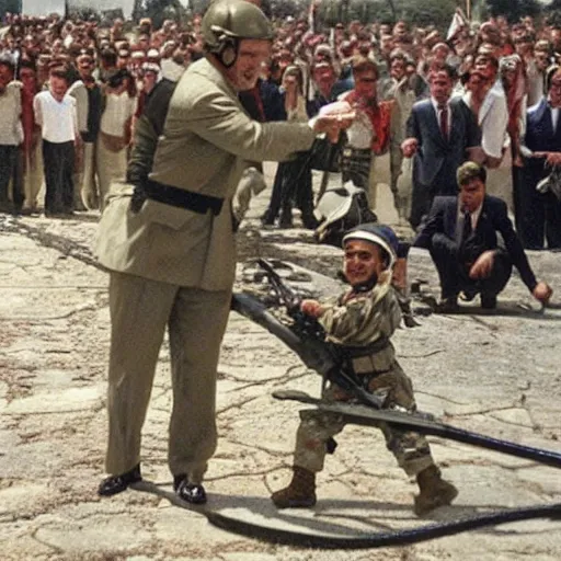 Image similar to George H.W. Bush destroys Iraq, historical photo