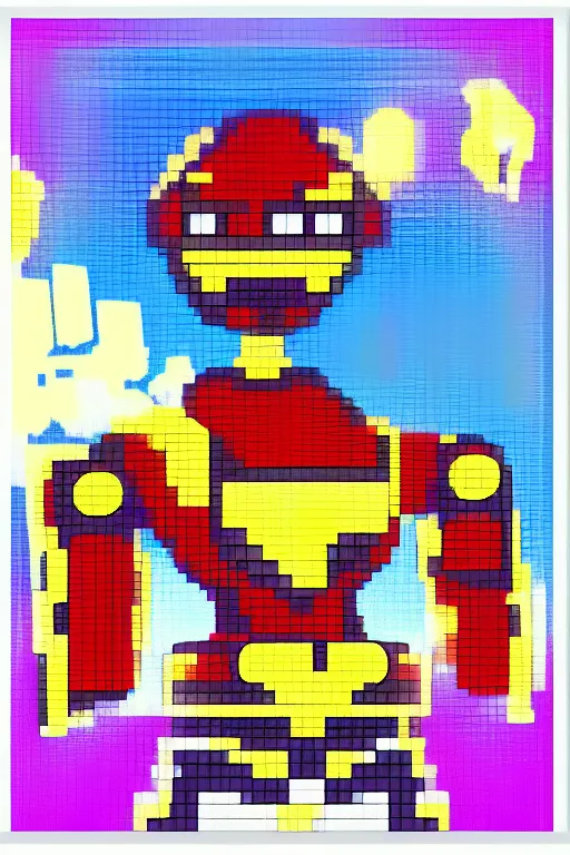 Image similar to a gorgeous anime robot, pixel style, 3 2 x 3 2, pixel game character