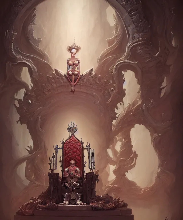 Prompt: throne, true anatomy!, extremely detailed!, digital painting, unreal engine 5, art by tom bagshaw