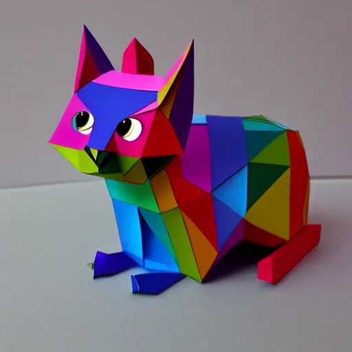 Image similar to rainbow papercraft cat