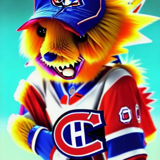 Image similar to anime Portrait of Youppi the Habs Montreal Canadiens Mascot as a very cute powerful and friendly pokemon, highly detailed anime, high evolution, 1990s, legendary, smooth, sharp focus, dynamic lighting, intricate, trending on ArtStation, illustration pokemon, art by WLOP